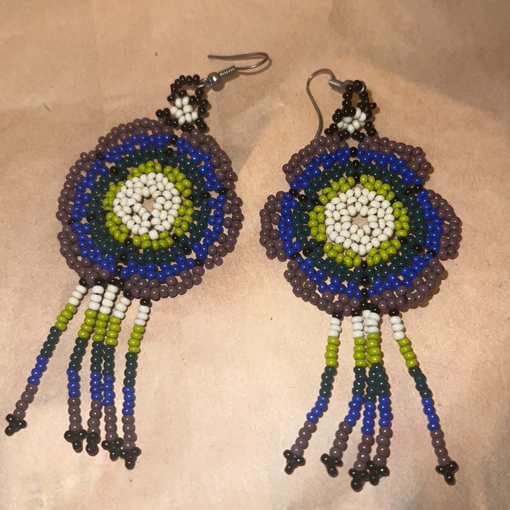 Mexican Beaded Floral Earrings